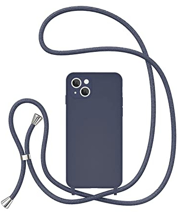 UEEBAI Crossbody Lanyard Phone case for iPhone 12 6.1 inch, Silicone Phone Cover Necklace Cord Strap Soft Shockproof Protective Case - Dark Blue