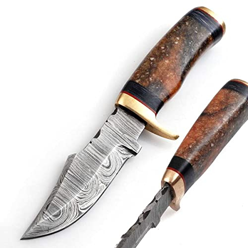 Damast Messer Damaszener Stahl Jagd Knife Damascus Hunting Bowie 5012EK