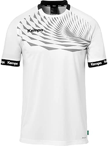 Kempa Wave 26 Shirt Men's Boys Sports Shirt Short Sleeve Functional Shirt Handball Gym Fitness Jersey - Elastic and Breathable White/Grey