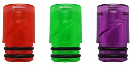 ATST 3 Pack Anti Spit Back 510 Drip Tip eCig Mouthpiece Short/Medium Plastic (Green, Red, Purple)