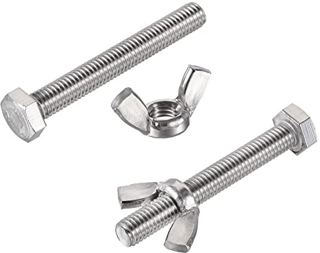 sourcing map 5pcs M8x60mm Hex Bolts, 5pcs M8 Wing Nuts, 304 Stainless Steel Fastener Set