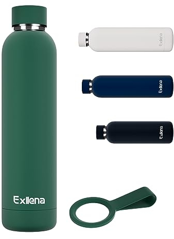 Exllena Trinkflasche Edelstahl 750ml - Hochwertige Thermosflasche Mit Silikongriff für Sport, Büro und Reisen - 24 Stunden Kühlfunktion - 12 Stunden Warmhaltefunktion - Auslaufsicher (Oliv-Grün)