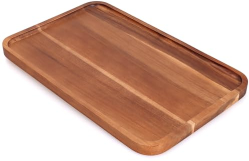 16x 8 Large Wooden Serving Trays Decor Long Charcuterie Cheese Boards Acacia Wood Kitchen Dinner Platters Rectangular Snack Appetizer Plates for Food Dish Rectangle Party Cookie Dessert Tray