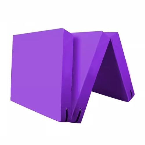 3-teilige Faltmatte for Gymnastik und Tumbling, hochdichte Tumbling-Matte, 5 cm Dicke Leder-Trainingsmatte mit Tragegriffen, Kampfsportmatten for Dehnen, Yoga, Cheerleading (Color : Purple, Size : 1