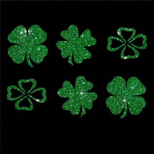 Glitzerdeals Bügelbilder Glitzer Kleeblätter Glitter Kleeblatt Set grün Glitzerbild zum Aufbügeln Kleeblatt Bügelflicken Glücksblatt Fasching Patch zum Aufbügeln Klee Karneval