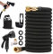 Flexibler Gartenschlauch 50FT/15M, TGKYK Wasserschlauch Flexibel mit 6 Strahlarten und 8 Zubehör, Gartenschlauch Schwarz, erweiterbarer wasserschlauch für Gartenbewässerung