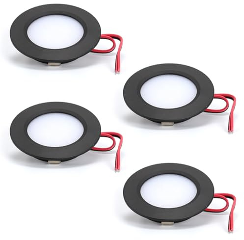 CECOMBINE 4PCS 12V Led Downlights Ceiling Recessed Spot Lights Warm White 3000K, Round Puck Lights 3W Roof Downlight for Camper Van Caravan Boat Bathroom Hallway