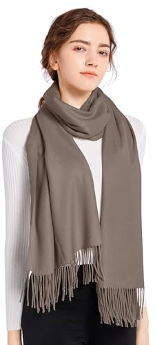 ELF KUCKUCK Kuschelige Warme Winter Schals - Langer Damen Schal mit Baumwolle Fransen - Kaschmir Gefühl