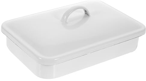 Cabilock Bandeja De Horno Esmaltada De Acero Con Tapa 12.2X8.3 Pulgadas Bandeja Para Hornear Resistente Al Calor Para Cena Familiar Postres Y Meriendas