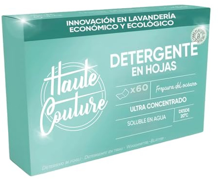 HAUTE COUTURE Lessive en feuilles - x60 lavages - Efficacité maximale en format pré-dosé - Transport facile - Ecologique - Facile d'utilisation