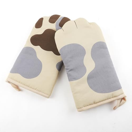 JIAHG Gants de Four à Motif Patte de Chat Résistants à la Chaleur Antidérapants pour Micro-Ondes et Cuisson Gants de Cuisine Taille Universelle Maniques Isolants pour la Maison et la Boulangerie