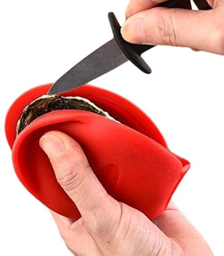 Fellflying Seafood Silicone Oyster Clamp,Ergonomic Shellfish Shucker with Silicone Handle - Easy Control Oyster Shucking Clamp, Colorfast Seafood Tools for Family, Friends, Kitchen