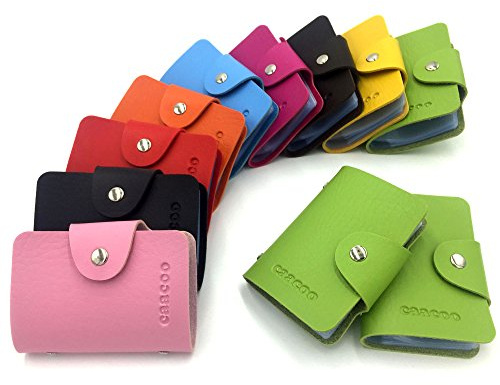 AirZyx Kreditkartenetui Damen Herren Kreditkarte Leder 24 Karten (Grün)