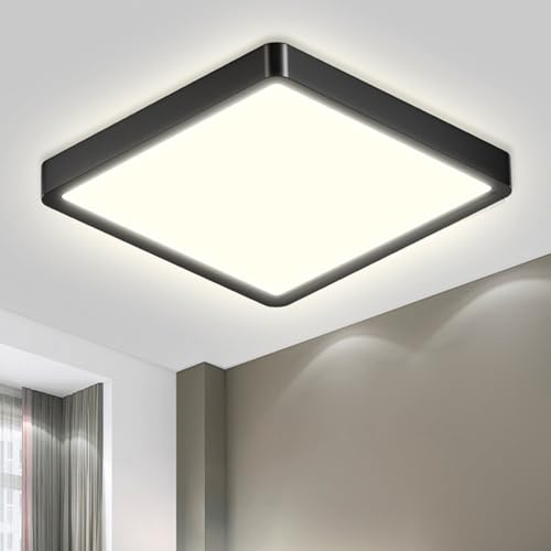 LQWELL® Deckenleuchte LED Deckenlampe, IP44 Wasserfest Badlampe Quadrat Flach 23W 4000K 2600LM Modern Schlicht Lampe Dünn für Wohnzimmer Badezimmer Schlafzimmer Küche Balkon Keller Büro, 300 * 25mm