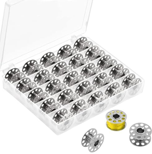 25 Stück Metall Spulen,Spulen Nähmaschine,Mit Spulenbox,Unterfadenspule | Nähzubehör Für Nähmaschine,Für Nähmaschine Metall Unterfadenspule Nähmaschinen Zubehör Für Die Meisten Nähmaschinen