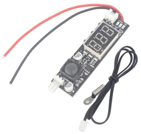 Muuoeou DC 12V PWM 2-3-Draht-Lüfter-Temperaturregler, Drehzahlregler, Anzeigemodul für PC-Lüfter/Alarm, Einfache Installation, Einfache Bedienung, Ringsonde