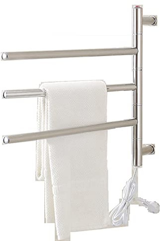 Scaldasalviette e stendino, scaldasalviette, scaldasalviette Elettrico a Parete a 3-4 Barre, cablato e con Spina Opzionale, Argentato (cablato, 4 Barre)