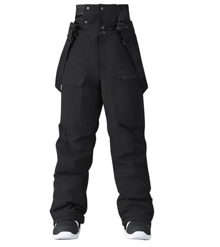 ALSOGO Damen Baggy Skihose Wasserdicht Isolierte Latzhose Winter Herren Snowboard Verstellbare Hosenträger Schneehose Winddicht Outdoor Warme Hose