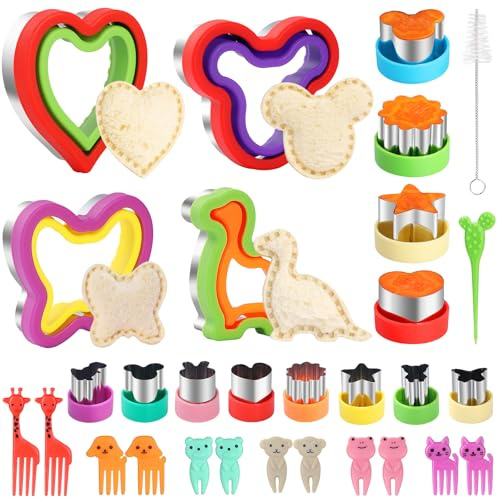 30 Pcs Sandwich Cutter and Sealer Set, Sandwich Cutters for Kids Lunch, Decruster Sandwich Maker,Vegetable Cutter Shapes,Bread Cookie Cutters for Kids Lunchbox and Bento Box