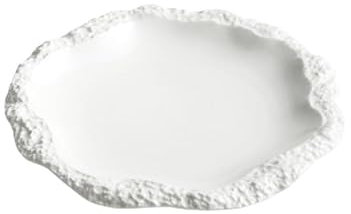Assiettes Service de Table Assiette à dîner créative en céramique épaisse Vaisselle de restaurant d'hôtel Assiette à pâtes à salade blanche en porcelaine gaufrée Ustensiles de cuisine Assiette à plat