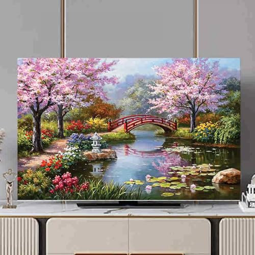 HSTANGKY TV Cover TV Dust Cover Indoor TV Protection Cover LED LCD Screen TV Cover Art Decor Desktop/Curved Surfaces Universal Monitor Cover Cloth TV Display Protectors-forest2||80（188X110cm）
