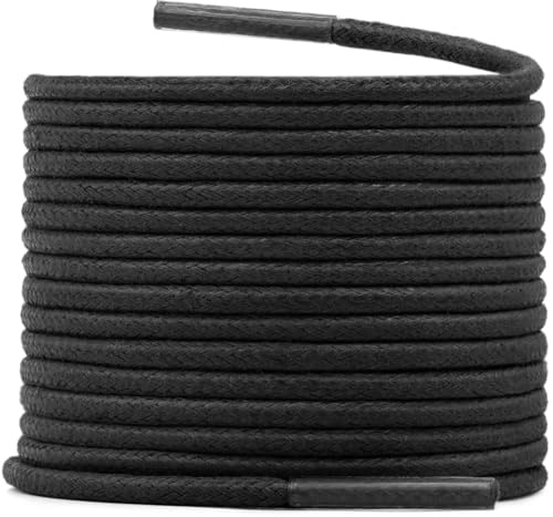 WEGOODZF Rund Dünne Gewachst Schnürsenkel: 2MM Business Baumwolle Schuhbänder für Herren Damen Lederschuhe 2 Paar 60CM Schwarz