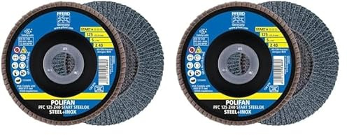 PFERD POLIFAN Fächerscheibe, 10 Stück | PFC 125x22,23mm konisch Z40 Start-Linie START STEELOX | 69300934 – für Stahl, Edelstahl (INOX) (Packung mit 2)