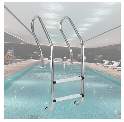 Échelle De Piscine À Pédales 3 Marches, Rampe en Acier Inoxydable, Échelle De Piscine, Capacité De Charge 220 LB, Marches for Piscines Creusées(2 Step)