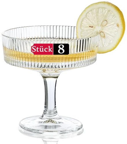 Srgeilzati 8 stycken ribbade coupéglas | martini-glas | vintage cocktailglas 20 cl