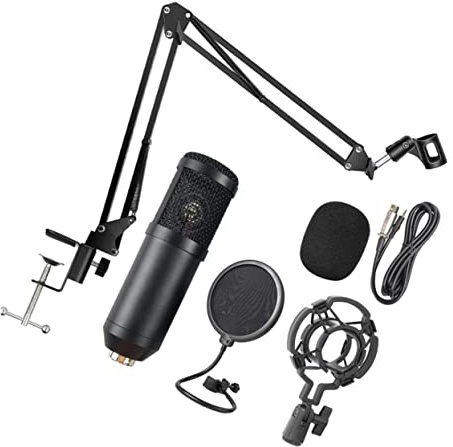 HAMPPLIES Micrófono de Condensador USB Cardioide para Grabación Bm800 | Aleación de Aluminio, Negro, 1 Set, Ajuste de Volumen, Captura Vocal Precisa Color Aleatorio
