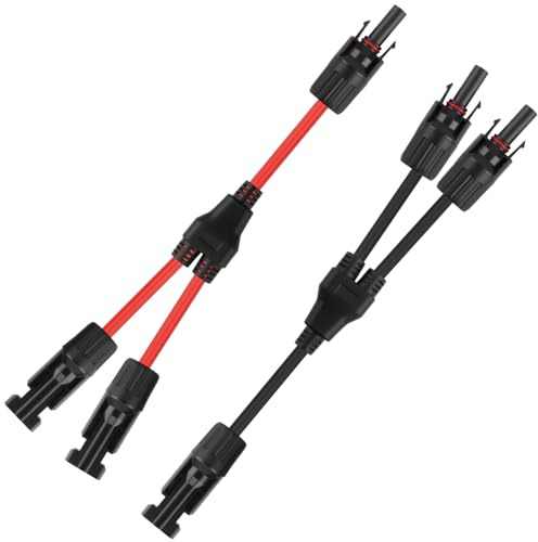 2 Piezas Cable Solar en Y 4 mm² 8 AWG Y-Distribuidores con Conectores MC4 MMF y FFM (Macho Hembra) Conexión Rápida y Segura para Instalaciones Solares Resistente UV Diseño Plug Play Rojo y Negro