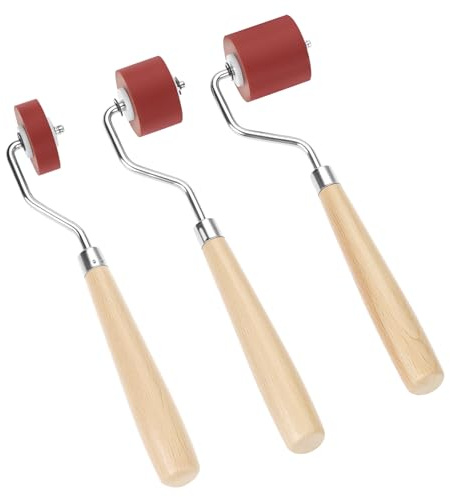 QWORK 3pcs Rubber Rollers Brayer - Ink Roller for Crafting, for Stamping, Crafts, Printmaking