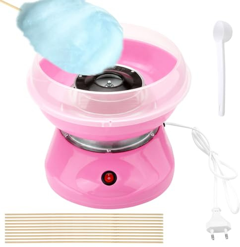 DAWRIS Zuckerwattemaschine Kinder Rosa Cotton Candy Machine Zuckerwattemaschinen Zuckerwatte Maschine Set mit 10 Stäbchen und 1 Messlöffel Zuckerwattenmaschiene für Zuhause Kindergeburtstag Party