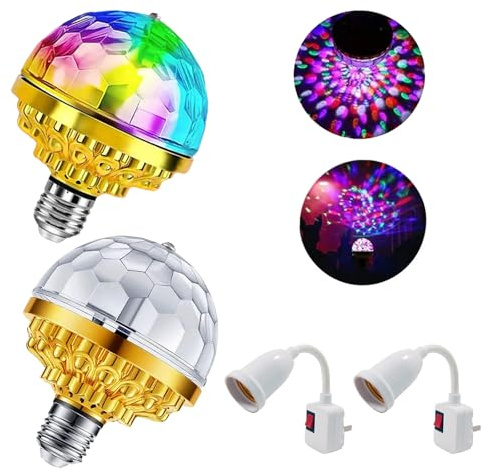 2 Stück Mini Discokugel,LED Discolampe,Discokugel Partylicht,360° Rotierende Discokugel,Disco Licht Party Lichter,Disco Deko Licht für Geburtstagsparty