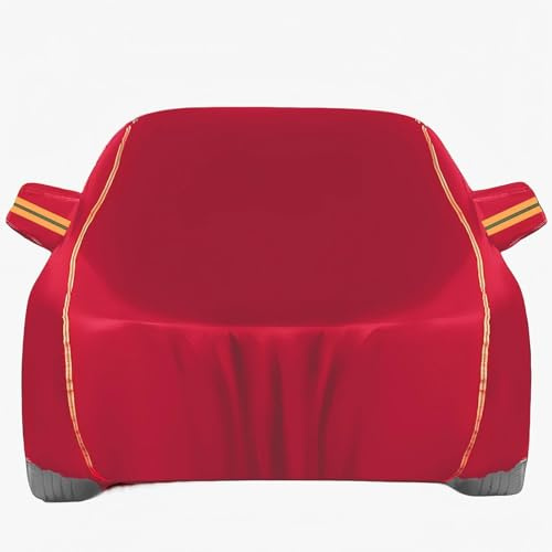 QYMLSH Housse Voiture pour Toyota Prius PHV Hatchback(2016+) | Bâche complète Anti-poussière Anti-Rayures Anti-UV avec Fermeture éclair Porte Garage Tissu Oxford personnalisé bâche Exterieur(Red)