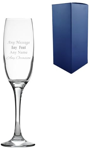 Personalised Engraved Champagne Flute Glass with Gift Box | Custom Champagne Glasses, 18th 21st 30th 40th 50th 60th Birthday Gifts for Her, Bridesmaid Gift, Wedding Glasses