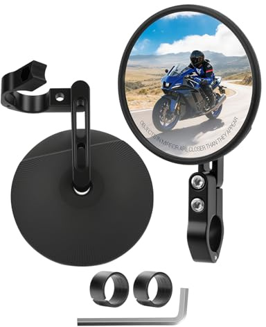 SUPAREE E24 Approved Motorbike Mirrors Rear View Motorcycle Wing Mirrors Round Motorcycle Mirror 22mm to 25.4mm Handlebar Safe 360°Adjustable 2 Pack