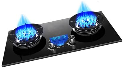 Fornello a gas a doppio bruciatore, fornello Fierce Fire ad alta potenza da 5,2 kW, con protezione anti-spegnimento temporizzata, cucina portatile da campeggio all'aperto(LPG)