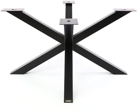 Tischgestell Spider Jens aus Stahl – pulverbeschichtet, Höhe 72 cm, Breite 146,5 cm, stabiles Metallgestell im modernen Spider-Design für Esstische & Konferenztische (Schwarz matt)