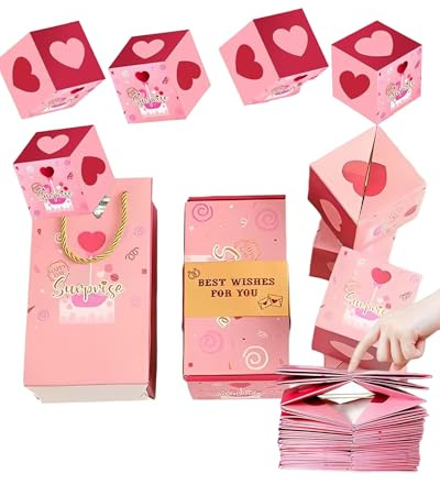 Thapncow Boîte surprise, boîte cadeau explosive DIY, Boîte cadeau explosive pliable avec boîte pop-up et pochette cadeau, les fêtes de fin d'année et les demandes en mariage