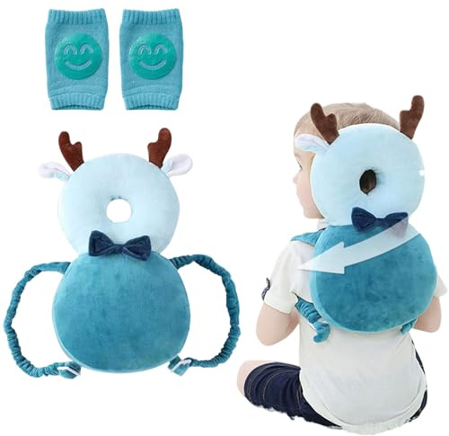 Zainetto Protettivo Neonati,Protezioni Testa Bambini,Zaino Anticaduta per Bambini,Cuscino di Sicurezza Regolabile,Cuscino Anticaduta,con Ginocchiere Bambini,per Bambini di 1-3 anni che Gattonano