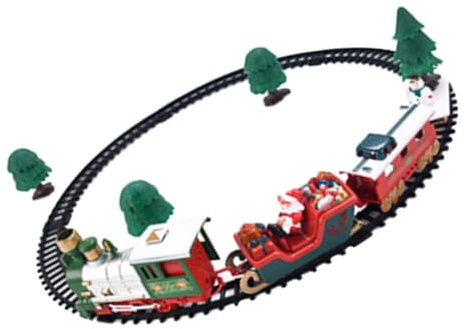 FRCOLOR Trenino Elettrico Natalizio Piccolo Da Assemblare Giocattolo Educativo Con Binari Colorati Per Ragazzo Ragazza Ragazza Sviluppo Abilità Motorie Regalo Natale Senza Batterie