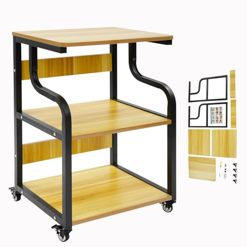 ROGONPDK Mesa de impresora de 3 niveles con ruedas, carro de impresora, carrito de impresora, soporte para impresora, soporte para impresora, estante de impresión para el estudio, para oficinas en