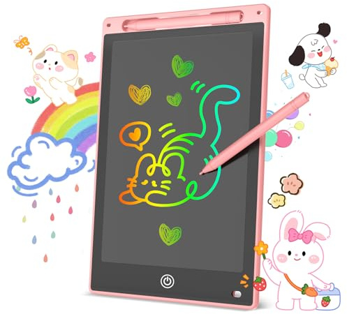 Tavoletta Grafica LCD Scrittura Colorata, Lavagna Digitale Cancellabile con Pulsante Elimina e Blocco Schermo, Giocattolo Educativo e Regalo di Compleanno e Natale (Rosa, 10 inch)