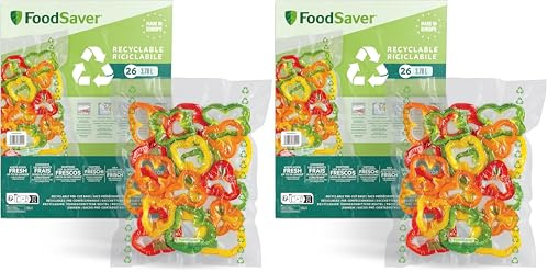 FoodSaver Sacs d’emballage sous vide - Sacs alimentaires recyclables et réutilisables - Conservent la fraîcheur de vos aliments jusqu’à 5 fois plus longtemps - Sans BPA - 26 sacs (28cm x 35cm ; 3,78l)