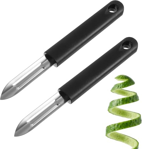 2PCS Vegetable Peeler Potato Peeler Stainless Steel Handle Fruit Peelers for Kitchen, Carrots, Cucumber, Apples Fruit Black Non-Slip Handle