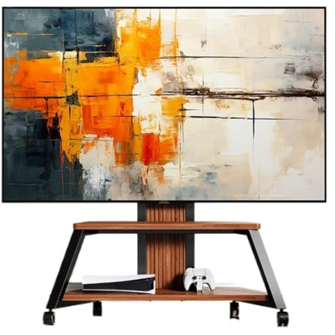 CVdrtyED Moderna Soporte TV Soporte De TV Rodante con Ajuste Altura para Televisores 50-86 Pulgadas, Ruedas, Universal Móvil Alto Estante Ahorro De Espacio