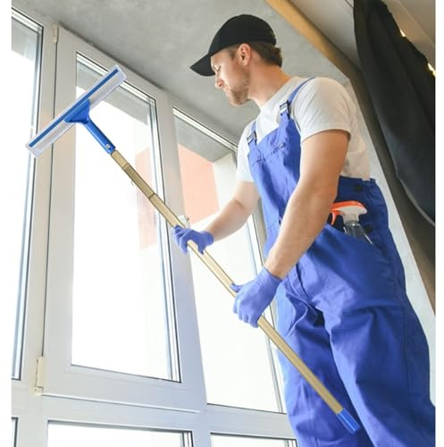 Teleskop Fensterreiniger mit Rakel, hohe Reichweite Glasreinigungswerkzeug für Büros und Häuser