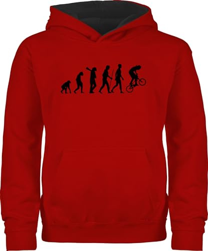 Shirtracer Pullover Kinder Hoodie Jungen Mädchen - & Entwicklung - BMX Evolution - 140 (9/11 Jahre) - Rot/Schwarz - Fahrrad MTB Pulli polower kinderpullover pullis Hoody Kapuzenpullover Hoodies hudis