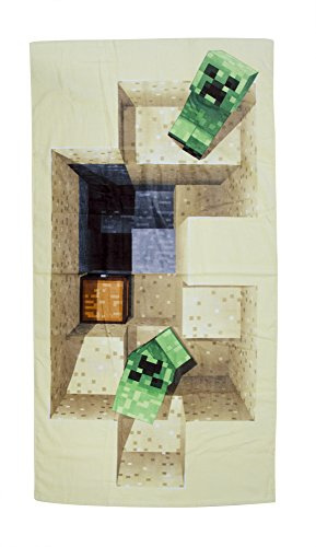 Minecraft Defeat Design Towel, Cotton, Beige, 140 x 70 x 2 cm